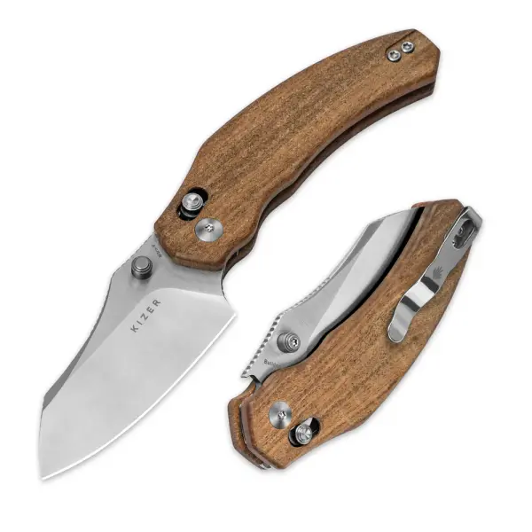 Kizer Bulldog Nitro-V Mkuruti Holz Clutch Lock Folder