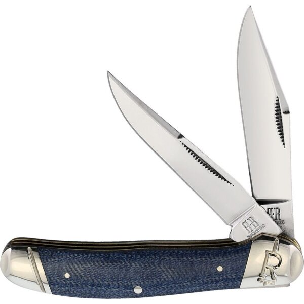 Rough Ryder Rider Copperhead Denim Jeans Micarta blau blue Doppelklinge Taschenmesser Messer