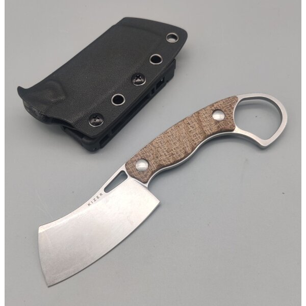 Kizer Little Rhino Fixed Blade AEB-L Stahl Burlap Micarta