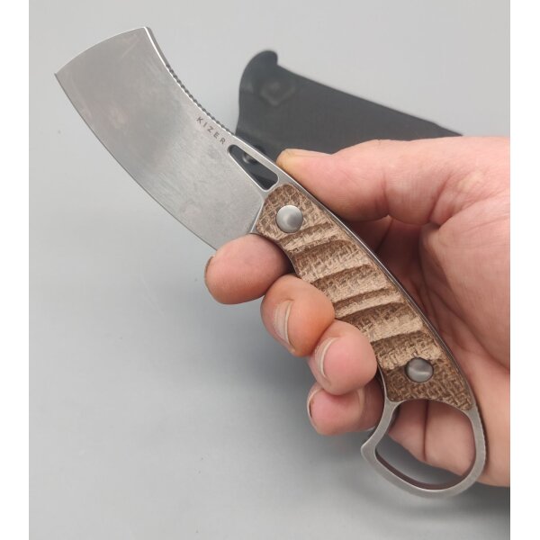 Kizer Little Rhino Fixed Blade AEB-L Stahl Burlap Micarta