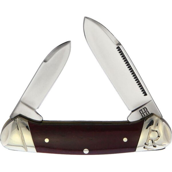 Rough Ryder Rider Mini Canoe Red Smooth Bone roter Knochen mit 2 Klingen Slipjoint RR2225