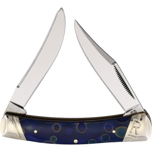 Rough Ryder Small Moose Blue Swirl Slipjoint blau Messer mit Doppelklinge Sammlerbox RR2075