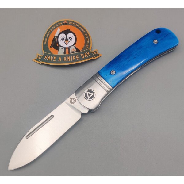 QSP Knife Hedgehog Spearpoint Blue Bone Blauer Knochen 14C28N Stahl