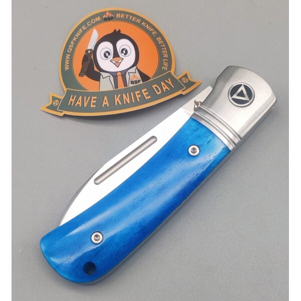 QSP Knife Hedgehog Spearpoint Blue Bone Blauer Knochen 14C28N Stahl