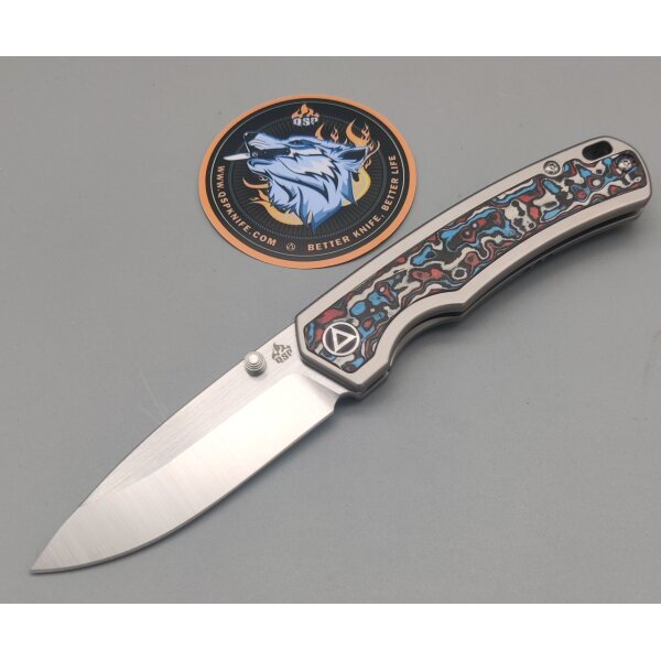 QSP Knife PUFFIN QS127-G1 Messer S35VN Stahl Titan-Kohlefasergriff Kugellager