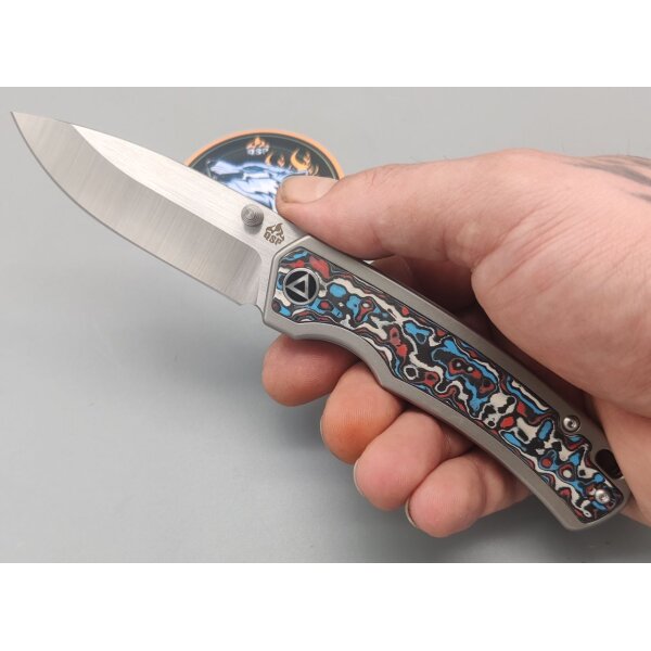 QSP Knife PUFFIN QS127-G1 Messer S35VN Stahl Titan-Kohlefasergriff Kugellager
