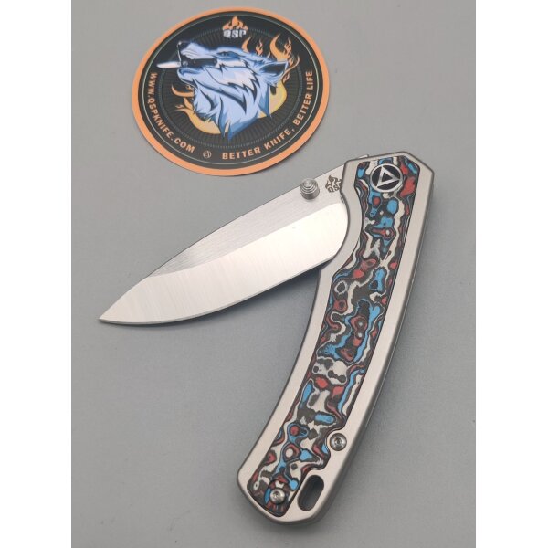 QSP Knife PUFFIN QS127-G1 Messer S35VN Stahl Titan-Kohlefasergriff Kugellager