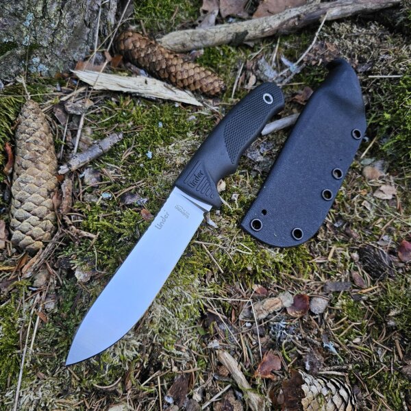 Wanger Linder Super Edge 2 ATS 34 Bushcraft Schwarz mit Kydexscheide
