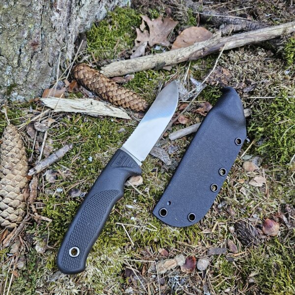 Wanger Linder Super Edge 2 ATS 34 Bushcraft Schwarz mit Kydexscheide