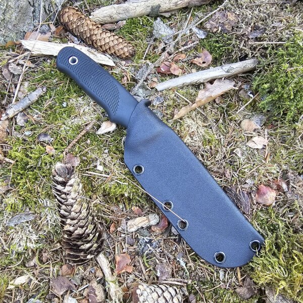 Wanger Linder Super Edge 2 ATS 34 Bushcraft Schwarz mit Kydexscheide