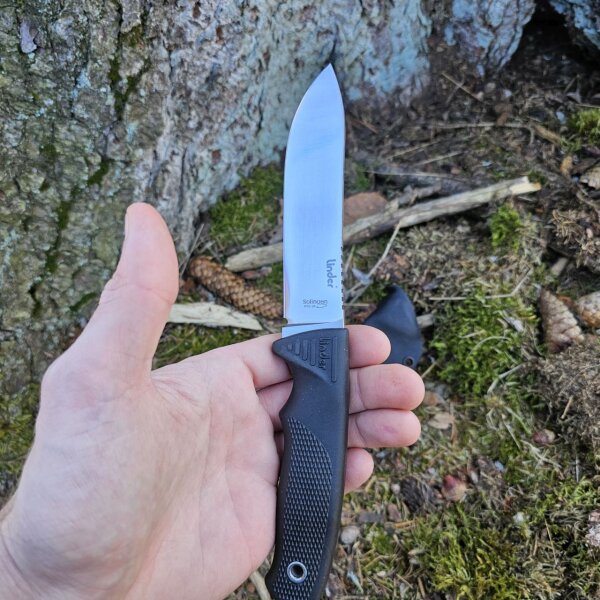 Wanger Linder Super Edge 2 ATS 34 Bushcraft Schwarz mit Kydexscheide