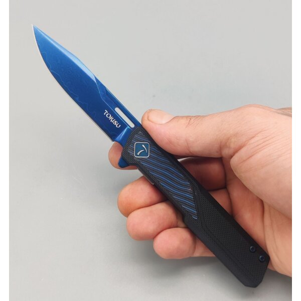 Tokisu Raigon Blue Damascus Linerlock