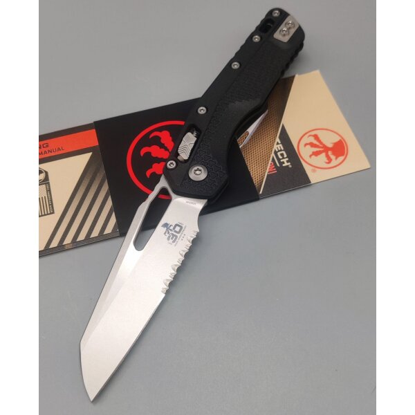 Microtech MSI Ram-Lok Tri Grip SW PS Blk Tri 30th Anniversary 30 Jahre Jubiläum Partial Serrated M390MK Stahl Black Polymer Griff Made in USA