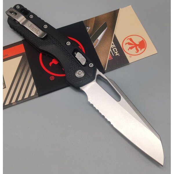 Microtech MSI Ram-Lok Tri Grip SW PS Blk Tri 30th Anniversary 30 Jahre Jubiläum Partial Serrated M390MK Stahl Black Polymer Griff Made in USA