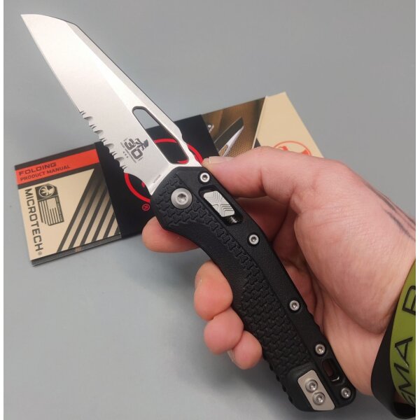 Microtech MSI Ram-Lok Tri Grip SW PS Blk Tri 30th Anniversary 30 Jahre Jubiläum Partial Serrated M390MK Stahl Black Polymer Griff Made in USA
