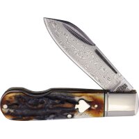 Rough Ryder EO Jack Cinnamon Bone Damascus Taschenmesser...
