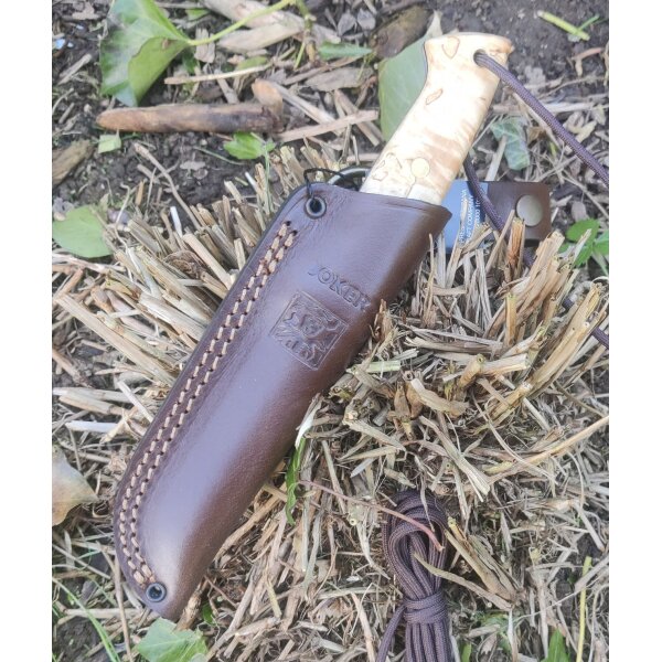 Joker Ranger Scandi Maserbirke Bushcraft Lederscheide