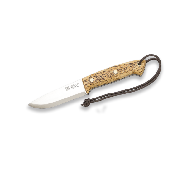 Joker Ranger Scandi 14C28N Stahl Maserbirke Bushcraft Lederscheide Feuerstarter