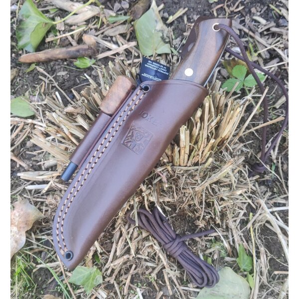 Joker Ranger Walnuss Bushcraft Lederscheide Feuerstarter