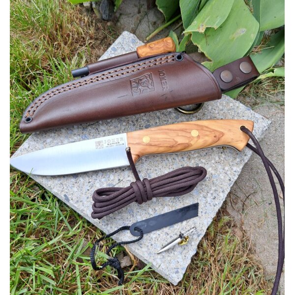 Joker Ranger Olive Bushcraft Lederscheide Feuerstarter