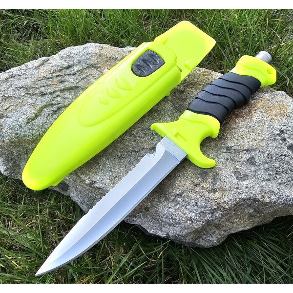 MFH Tauchermesser " Profi " neongelb gelb neon schwarz mit Kunststoffscheide