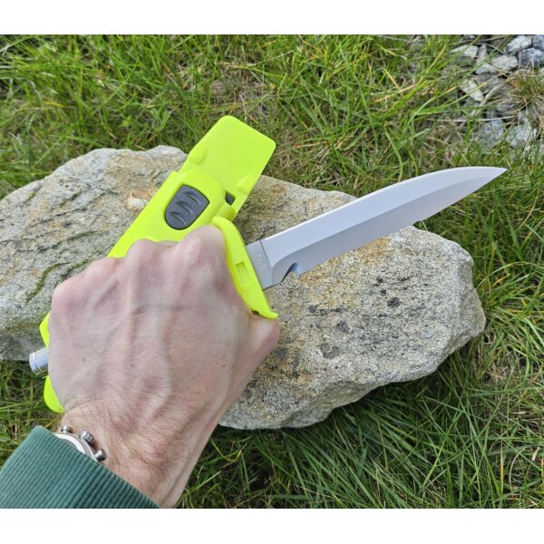 MFH Tauchermesser " Profi " neongelb gelb neon schwarz mit Kunststoffscheide