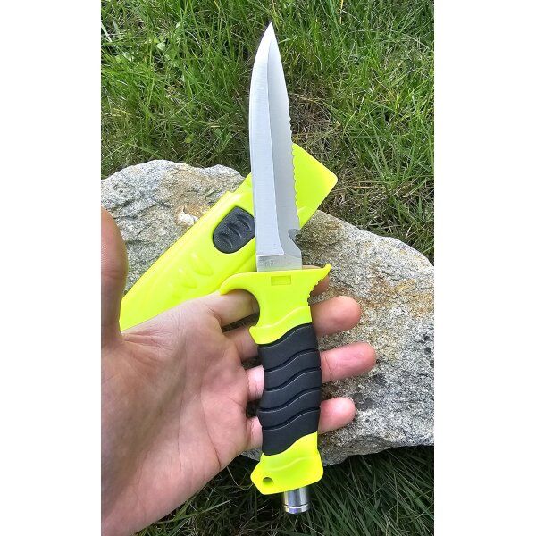 MFH Tauchermesser " Profi " neongelb gelb neon schwarz mit Kunststoffscheide