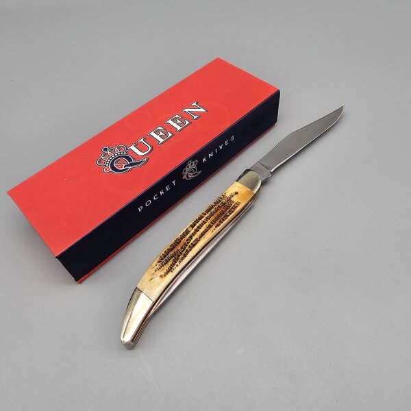 Queen Fischermesser Slipjoint Knochengriff mit Entschupper Fisch Filetieren 2.Wahl