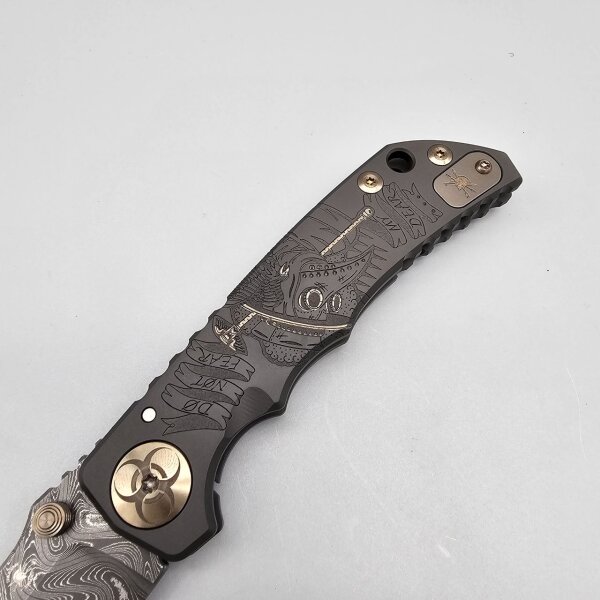 Spartan Blades SF5 Custom Damast Chad Nichols Harsey Folder - PLAGUE DOCTOR Black & Gold Schwarz