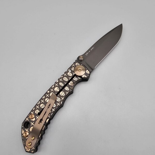 Spartan Blades SF5 Custom Magna Cut Harsey Folder Titan - Gilded Skulls Schwarz Gold Black Totenkopf