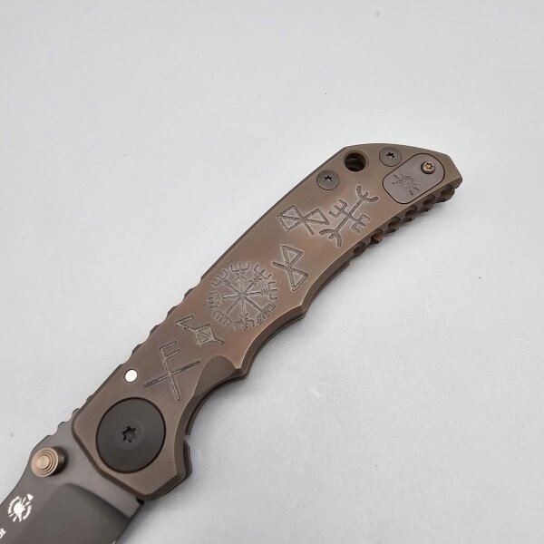 Spartan Blades SF5 Custom Magna Cut Harsey Folder - Runes & Staves Black Brown