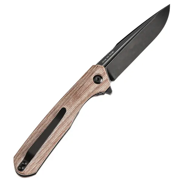 Kansept Knives Qilin Flipper Brown Micarta by Ostap Hel
