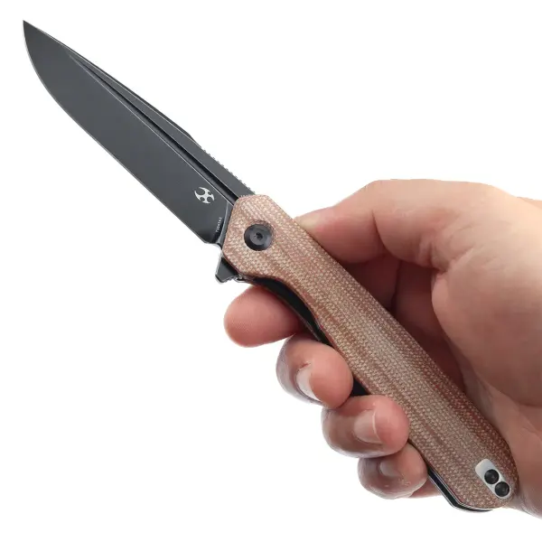 Kansept Knives Qilin Flipper Brown Micarta by Ostap Hel