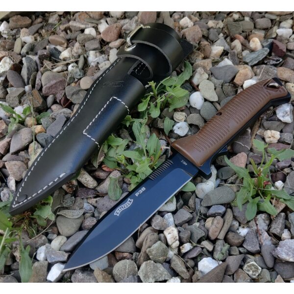 Walther P38 Fixed Blade 440C Stahl Lederscheide