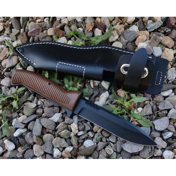 Walther P38 Fixed Blade 440C Stahl Lederscheide