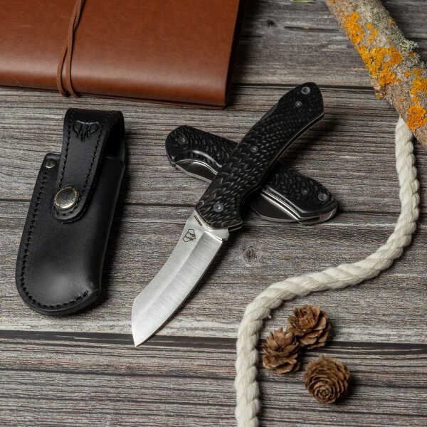 Cudeman Tundra Backlock Schwarz mit Etui Leder Black