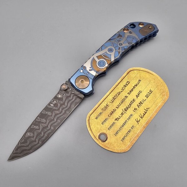 Spartan Blades SF5 Custom Damast Chad Nichols Harsey Folder - Watchworks watch uhr mechanisch Zahnräder