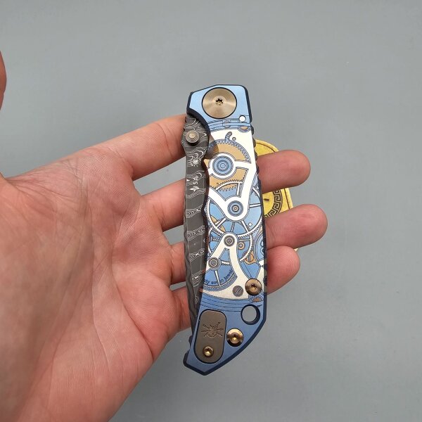 Spartan Blades SF5 Custom Damast Chad Nichols Harsey Folder - Watchworks watch uhr mechanisch Zahnräder