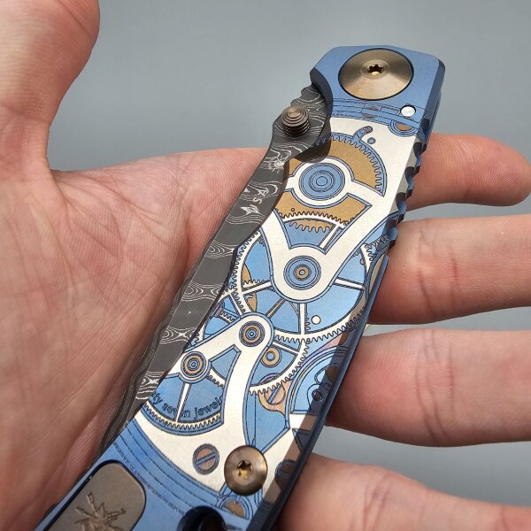 Spartan Blades SF5 Custom Damast Chad Nichols Harsey Folder - Watchworks watch uhr mechanisch Zahnräder