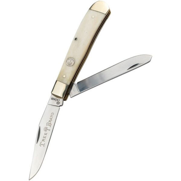 Böker Boker Tree Brand Trapper D2 Stahl White Bone Folding Knife Taschenmesser USA only
