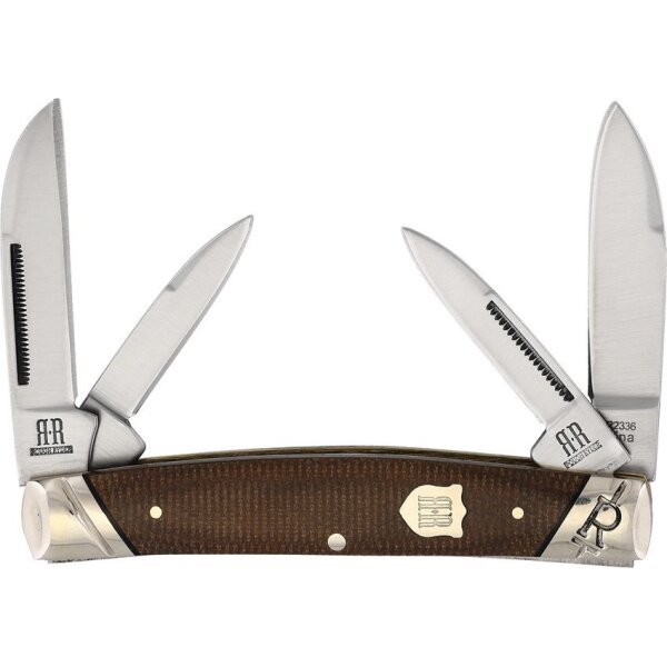 Rough Ryder Rider Congress Brown Burlap Micarta Slipjoint Taschenmesser