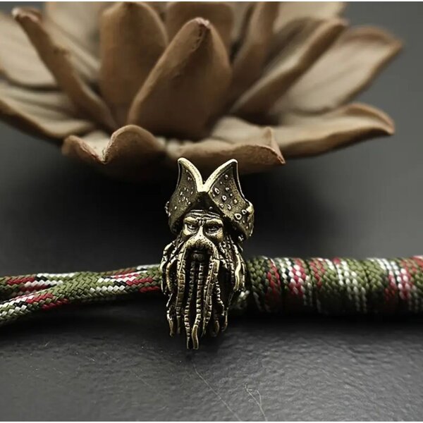 Bead Anhänger Oktopus Karibik Pirat Figur Schlüsselanhänger aus Messing EDC