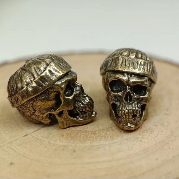Bead Anhänger Totenkopf Schädel Skull Figur Schlüsselanhänger aus Messing EDC