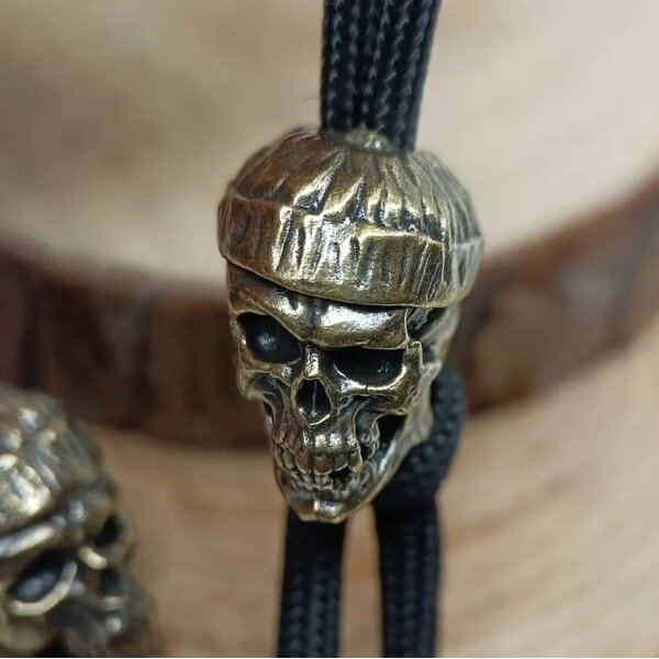 Bead Anhänger Totenkopf Schädel Skull Figur Schlüsselanhänger aus Messing EDC