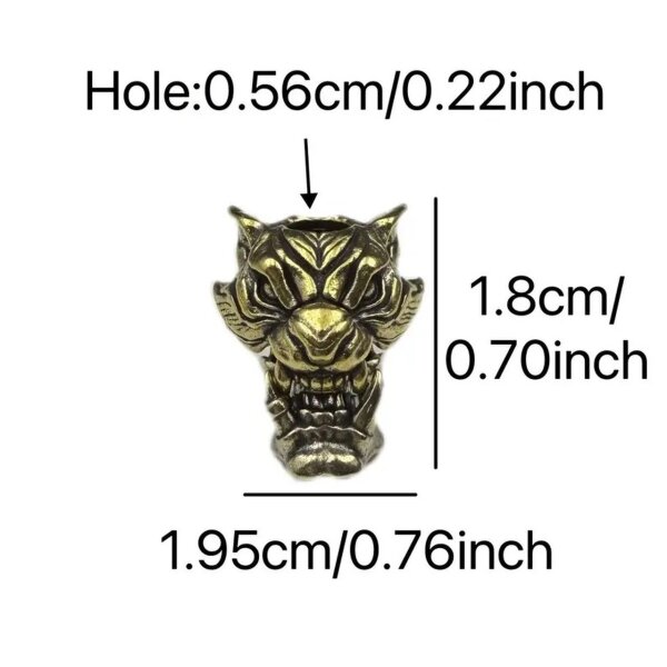 Bead Anhänger 2 Teile Tiger Zombie Orkschädel mythisch Figur Schlüsselanhänger aus Messing EDC