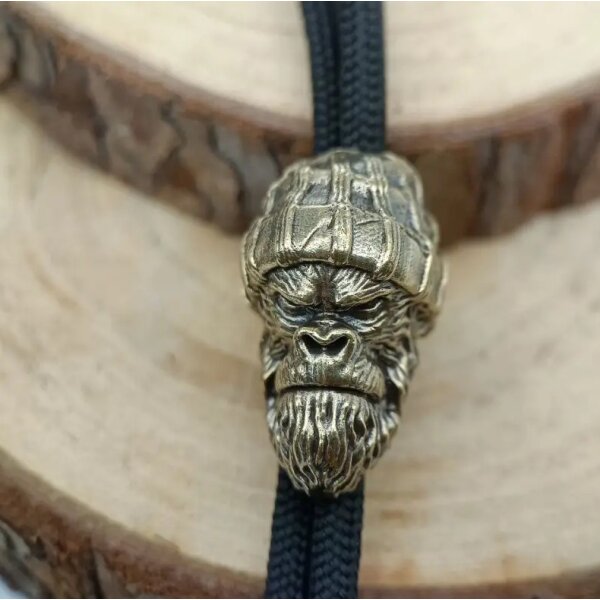 Bead Anhänger Gorilla Affe Gorillakopf Figur Schlüsselanhänger aus Messing EDC