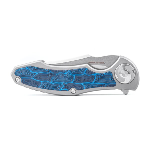 Real Steel RSK Exorcist Ti Blu Damascus G10 Framelock