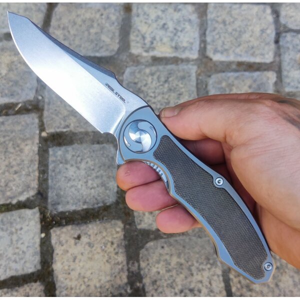 Real Steel RSK Exorcist Ti Green Micarta Framelock