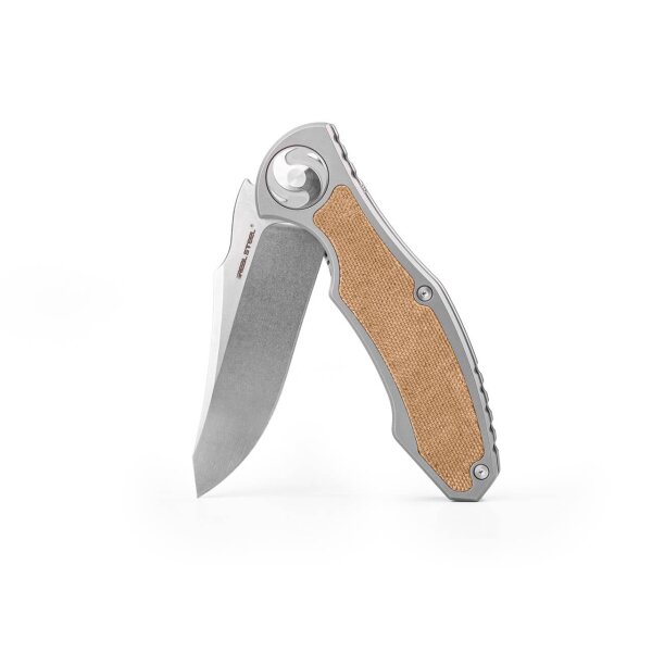 Real Steel RSK Exorcist Ti Natural Micarta Framelock