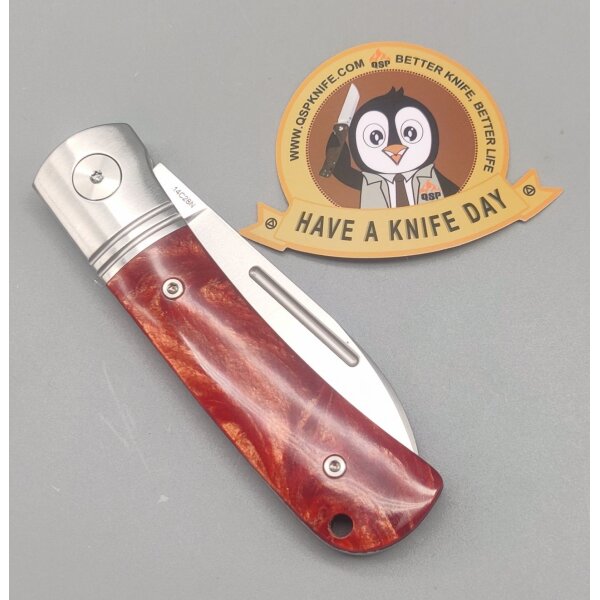 QSP Knife Hedgehog QS142SP-C Spearpoint Red Resin